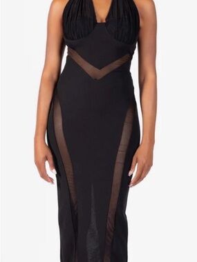 Windsor Black  Mesh Panel Dress
